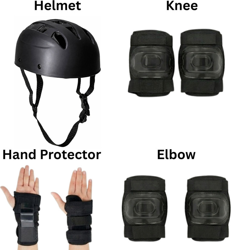 Shopeleven Protective Gear Kit (4–10 Years) Helmet, Knee Pads, Elbow Pads & Wrist Guards Cycling Kit