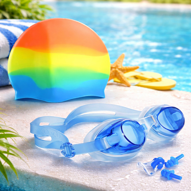 ArrowMax Swimming kit set with Cap Goggle Earplug Noseplug for Kids And Adults Swimming Kit