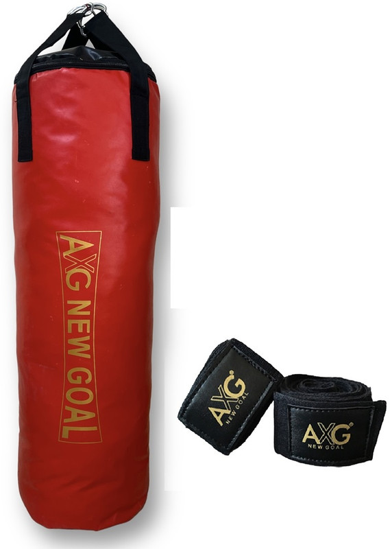 AXG NEW GOAL Boxing Combo Unfilled Punching Bag 3 ft With Hand Wraps 106 Inches Boxing Kit