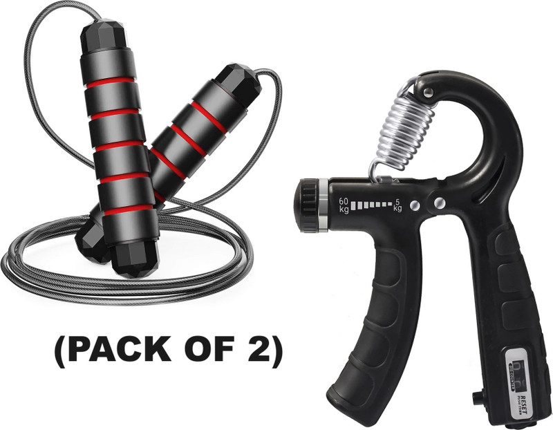 Fitnesstricks Combo of Hand Gripper with Skipping Rope for Gym Workout Fitness Accessory Kit Kit