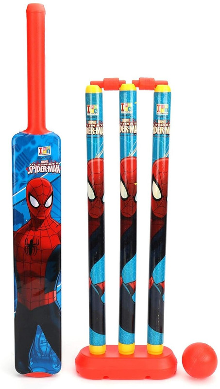 URBANE CHIC Spiderman Bat, Ball, Wickets Outdoor Toys for Kids -Multicolor Cricket Kit