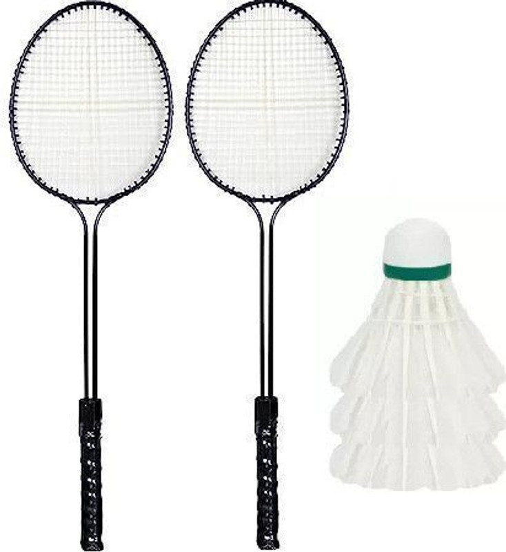 ROXONSPORTS 2PC Double Shaft Racket With 3 Pc Feather Shuttle Badminton Kit