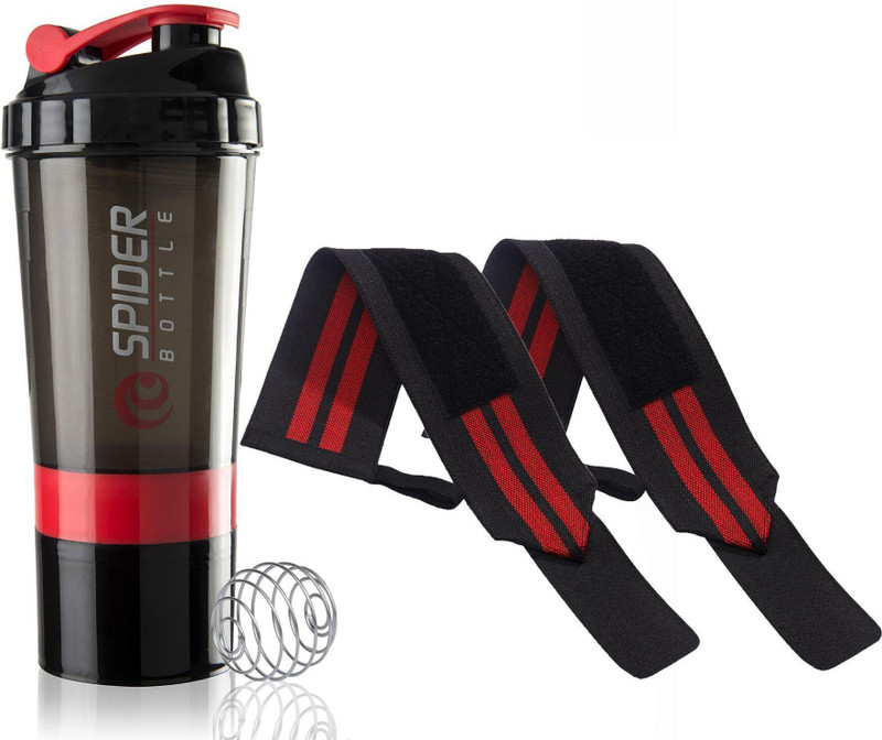 COOL INDIANS 500ml GYM SHAKER & WRIST BAND WITH THUMB LOOP STRAP FOR MENS AND WOMENS. Fitness Accessory Kit Kit