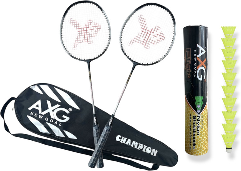 AXG NEW GOAL Isometric Champion Tenacious Wide Body with Feather Shuttles & Cover Badminton Kit