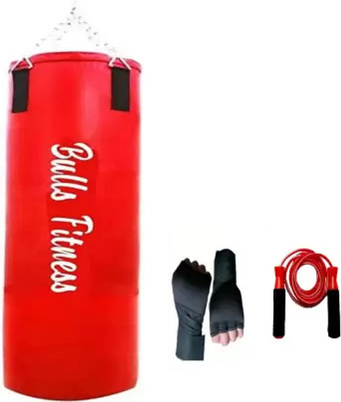 bulls fitness 3 Feet Unfilled Punching Bag + Hanging Chain + Handwrap + Bearing Skipping Rope Boxing Kit