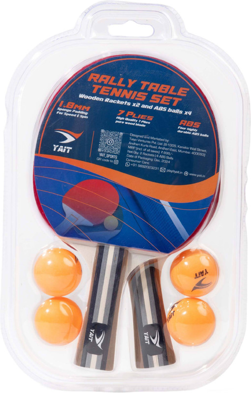 Yait Sports Rally Table Tennis Set | 2 Table Tennis Rackets & 4 ABS Training Balls Table Tennis Kit