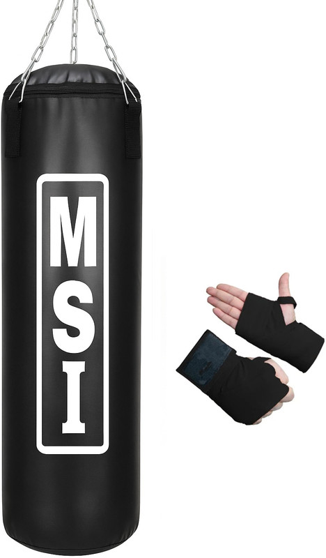 Monika Sports Long Unfilled Punching Bag with Boxing Handwrap For Boxing & Kick Boxing Boxing Kit