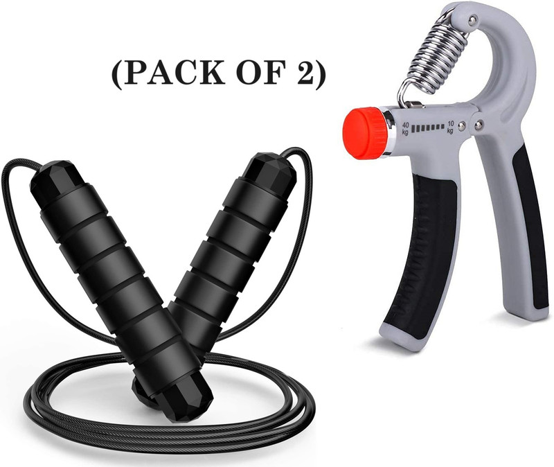 Fitnesstricks Skipping Rope & Hand Gripper Combo for Men & Women Exercise (Pack Of 2) Fitness Accessory Kit Kit