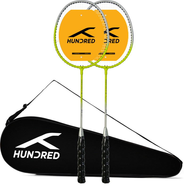 Hundred Powertek Ultra X Combo (2 Strung Rackets with 1 Full Cover) Badminton Kit