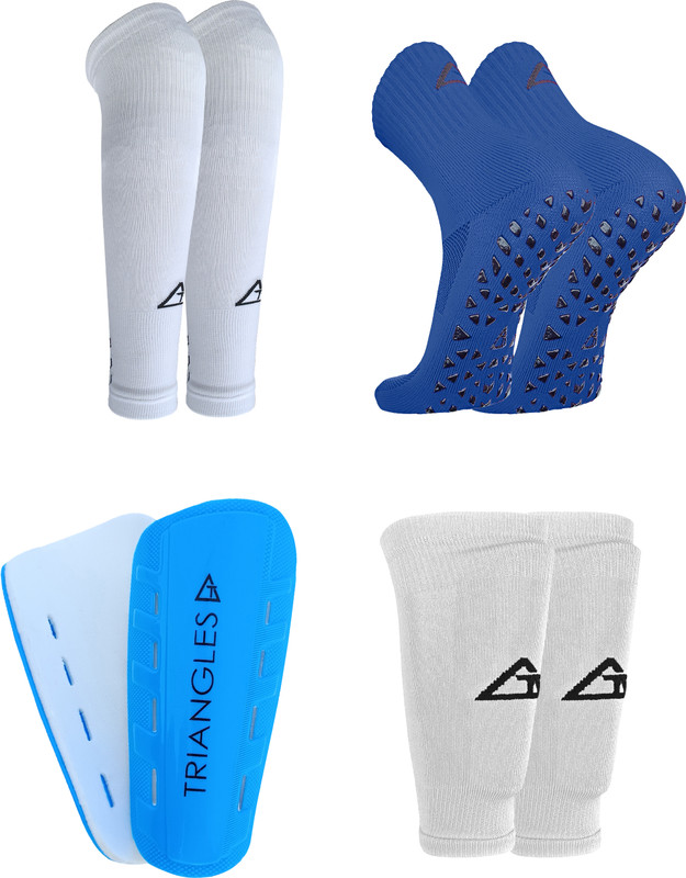 Triangles Sports Hosiery Football Socks Combo with Shin Guard, Leg Sleeve & Shin Guard Supporter Football Kit
