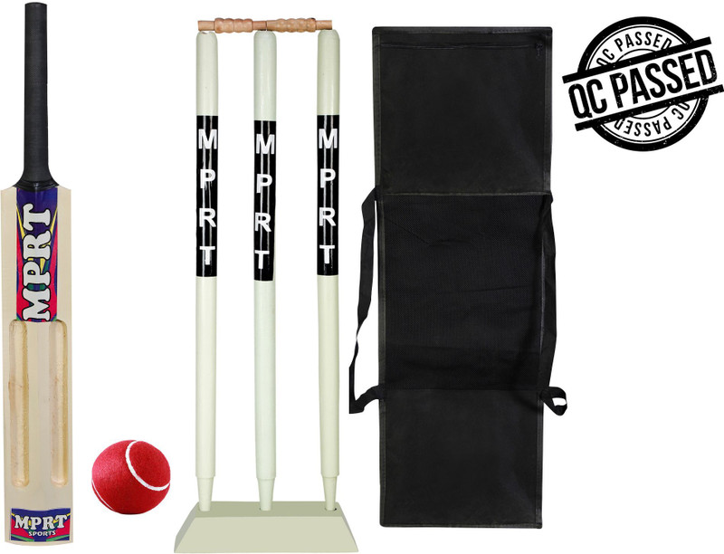 MPRT Wooden 4 Scoop Cricket kit with base Bat Size 6 For Age Group 13-15 Cricket Kit