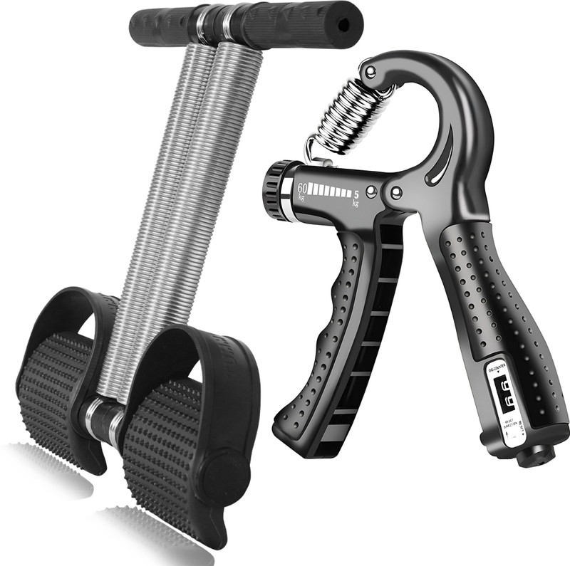 QUICK FIT Fitness Combo Kit of Dual Spring Tummy Trimmer & Digital Counter Hand Gripper Fitness Accessory Kit Kit