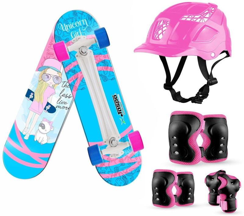 Jaspo Unicorn Girl Pro Fiber Skateboard Combo (26.5 X 6.5) (for 7 Years and Above) Skating Kit