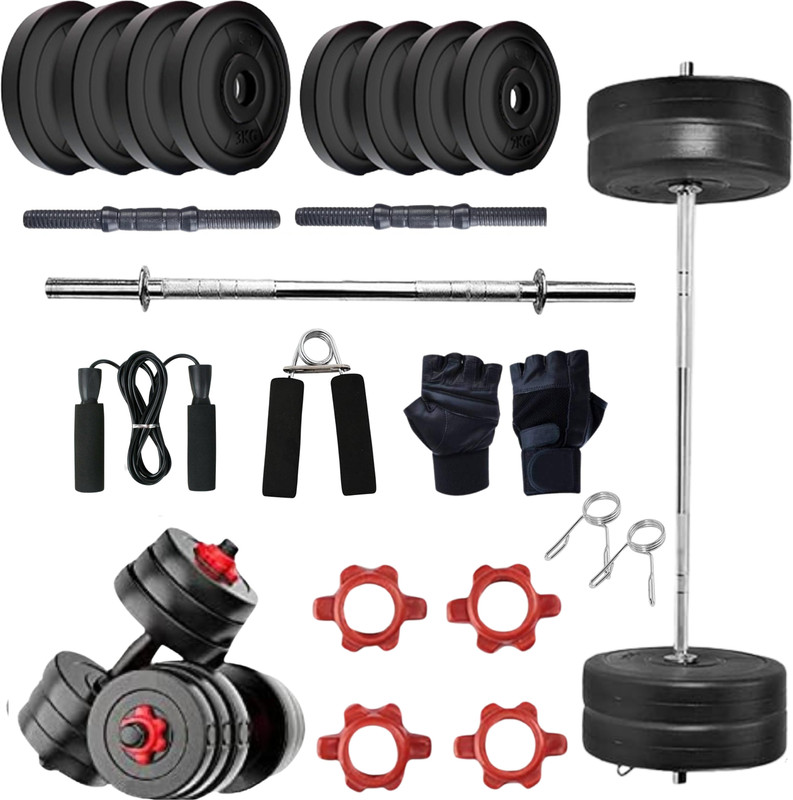 ANSH FIT 30KG Strength Training Dumbbell Plate Kit with 3FT Bar & Accessories Fitness Accessory Kit Kit