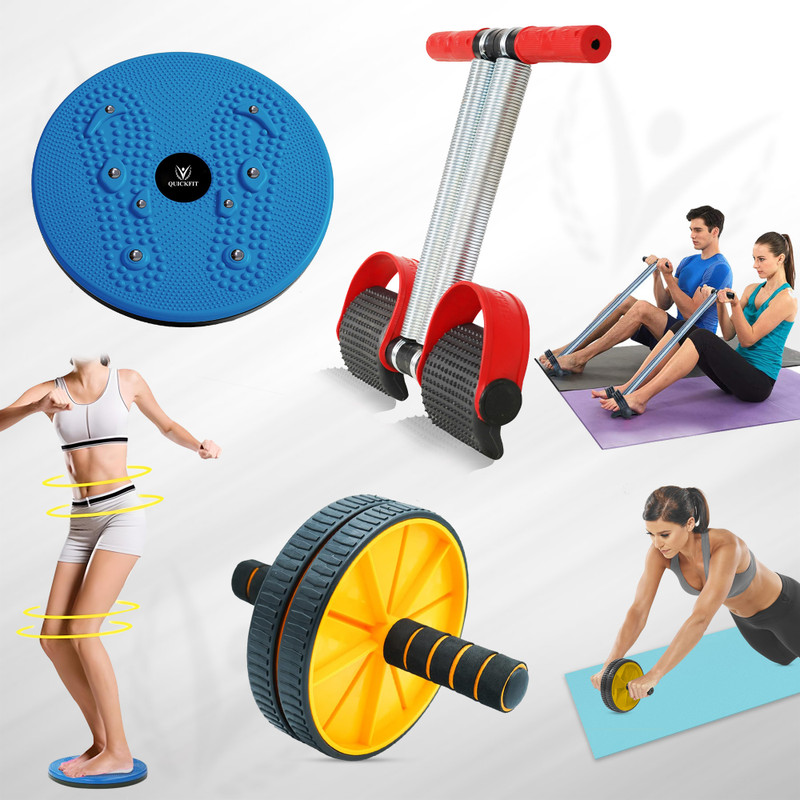 QUICK FIT Acupressure Tummy Twister, AB Wheel Roller & Tummy Trimmer Fitness Accessory Kit Kit