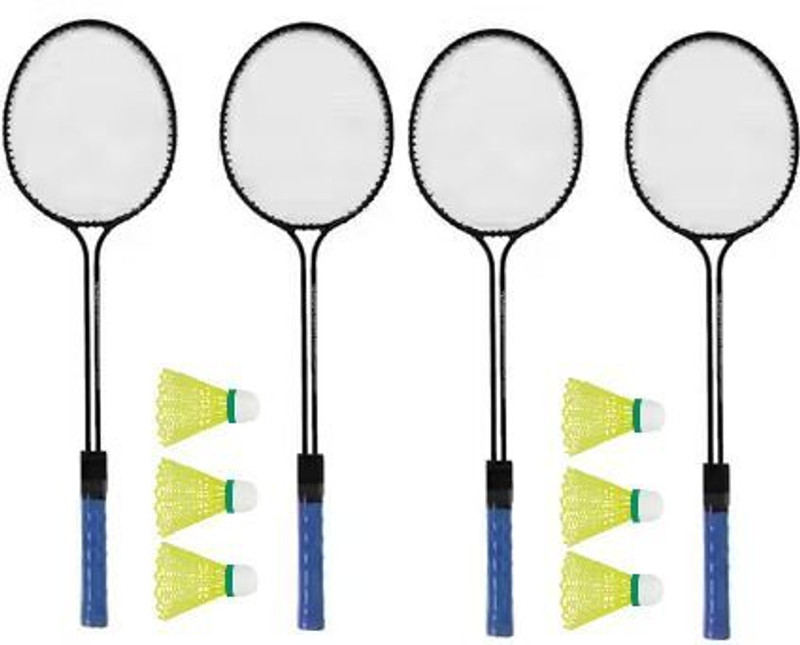 Jyoti 4 Pc Double Shaft racket with 6 Nylon shuttle cock Badminton Kit