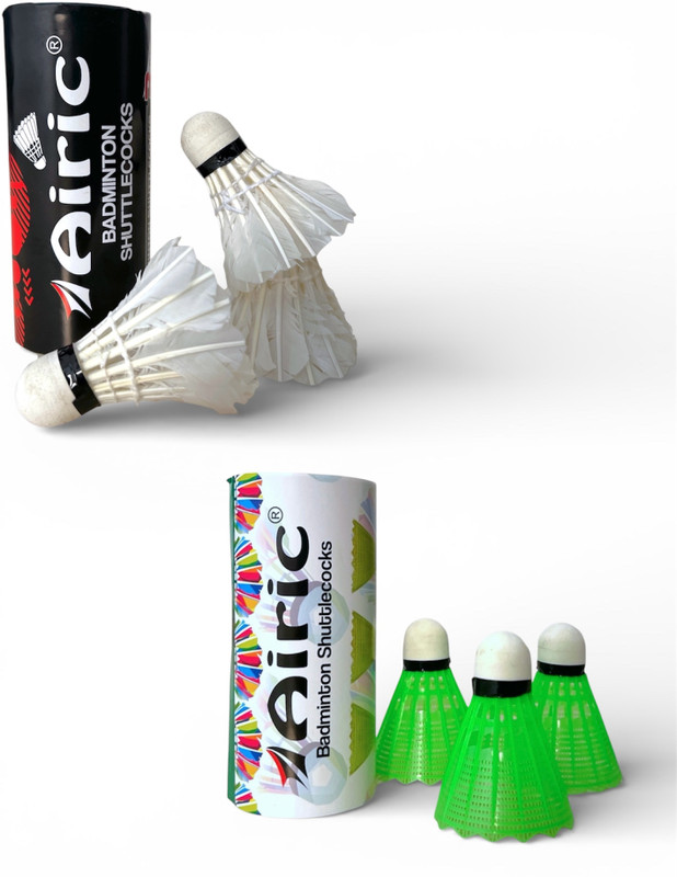 Airic Classic 3 Feather and 3 Nylon Shuttles Badminton Kit
