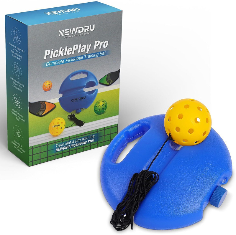 NEWDRU Pickleball Trainer Kit, Indoor & Outdoor Use - Blue Tennis Kit