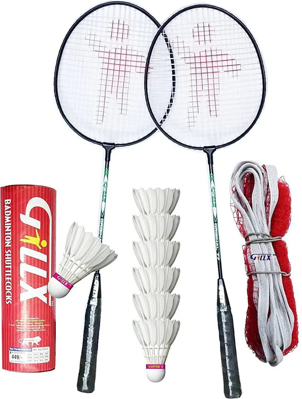 Ravii sports RN-520 KIDS Badminton racket set of 2 pcs with 6 shuttlecock FEATHER AND 1 NET Badminton Kit