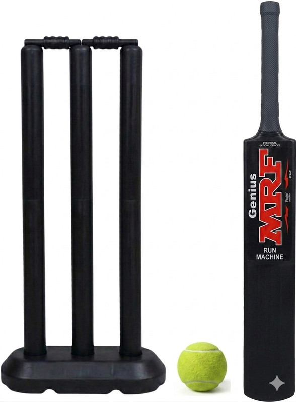 STRENIX Complete Kit For Kids (Stump Black, Bat, Ball) Premium Quality for Your Champ Cricket Kit