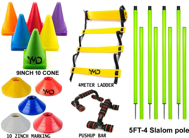 YMD 6inch 6 Cone, 10 2inch Marking, 4M Ladder, Pushupbar With 4-5FT Slalom Pole. Football Kit