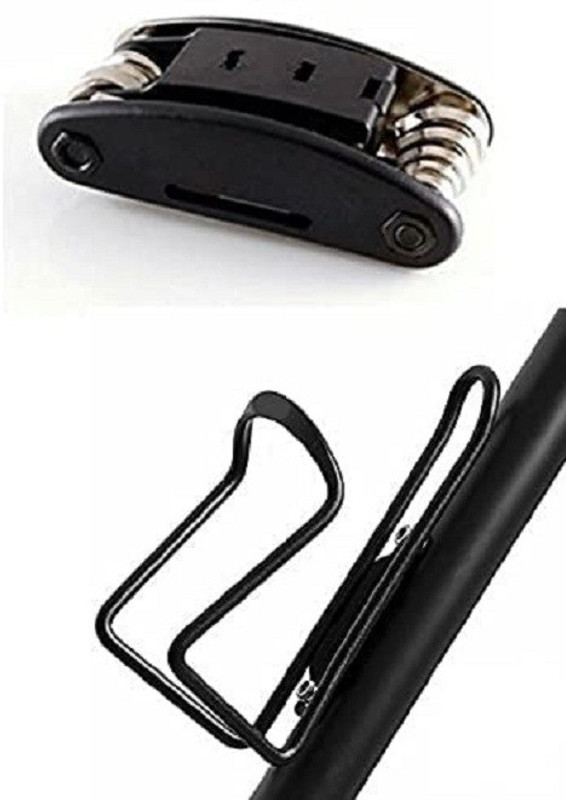AmazingGadgets Combo Of MultiPurpose Bike Bicycle Repair Tool Kit & Water Bottle Cage Holder Cycling Kit