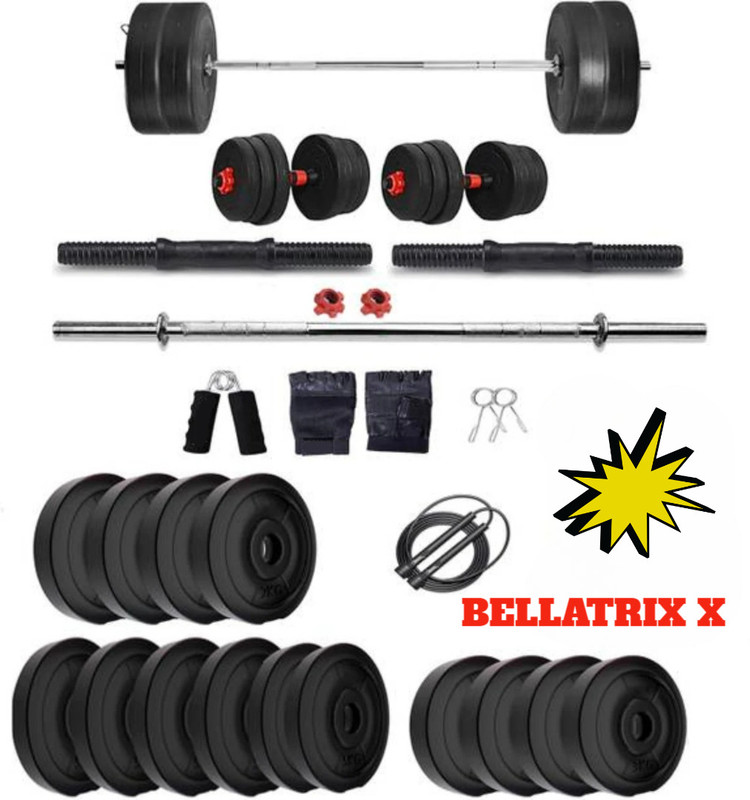 BELLATRIX X 20KG (2KG X 4+3KG X 4) Dumbbell Set, 3 FEET Rod, Combo Adjustable Gym Fitness Accessory Kit Kit