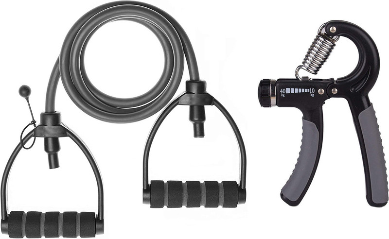 Fitnesstricks Combo Of Single Toning Tube With Foam Hand Gripper Home Gym Kit Fitness Accessory Kit Kit