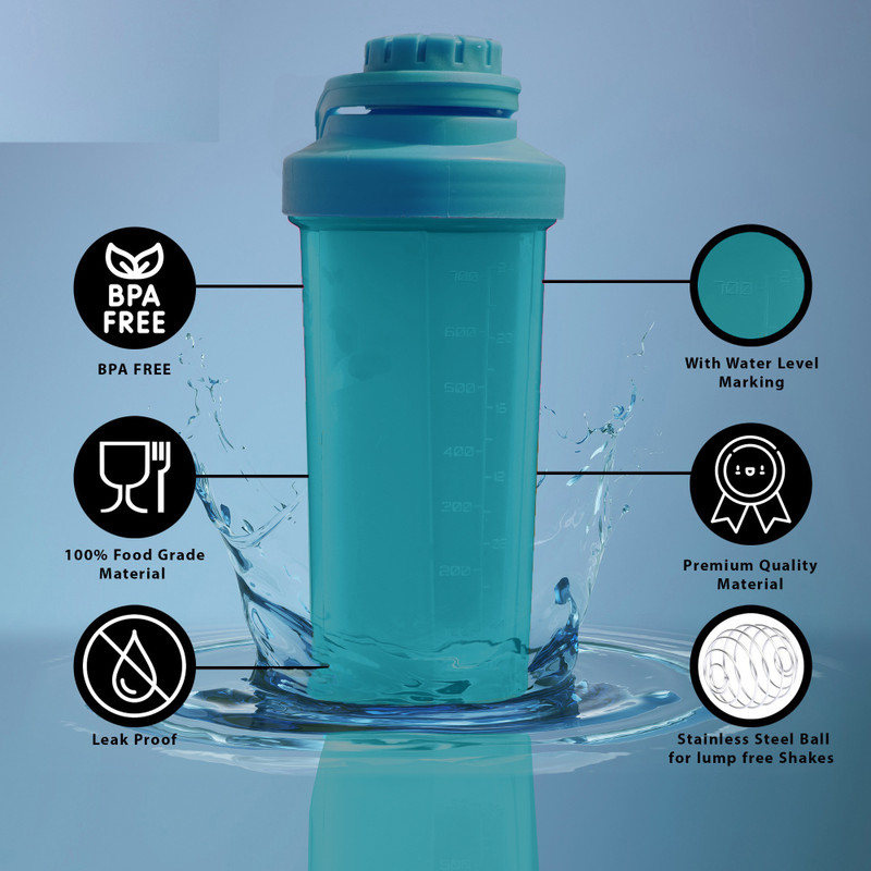TRUE INDIAN Combo Of Gym Protein Shaker 700ml Bottle & Wrist Band With Thumb Loop Straps 700 ml Tritan Shaker(Pack of 2, Green)