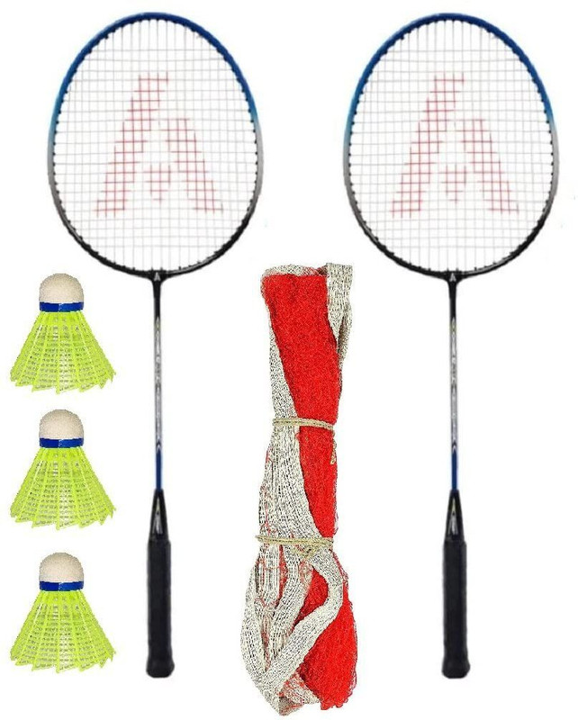 Roxonspo Strong Badminton Racquet 2 pcs with Plastic 3Shuttlecock 1 Badminton net Badminton Kit