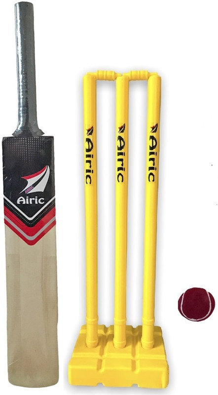 Airic Size 3 (8-9yrs) Kashmiri Popular Willow bat with Plastic Wicket Set for kids Cricket Kit
