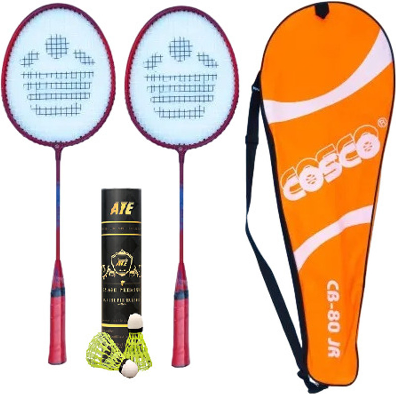 COSCO CB 80 Jr. Kids Badminton with ATE Nylon Shuttles Badminton Kit