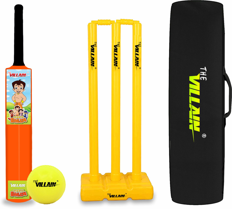 The Villain Chhota Bheem Cricket Bat, Ball, Wicket & Cover | Size 3-Age Group 5-6|Multicolor Cricket Kit