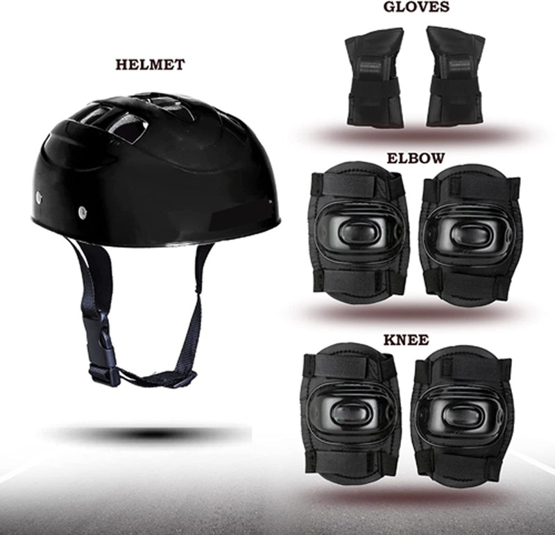 prikli Multi sports Guard Kit black Cycling Protection Set 7 in 1 SMALL SIZE 6-10 YEAR Skating Kit