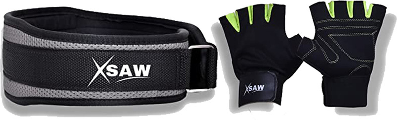 XSAW Unisex Gym Belt (Size-medium) & Premium Gym wrist support Combo Pack Fitness Accessory Kit Kit