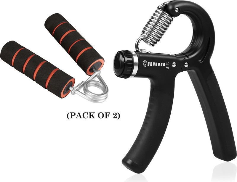 fitnessmix Combo Adjustable Hand Grip Strengthener & Foam Hand Gripper Fitness Accessory Kit Kit