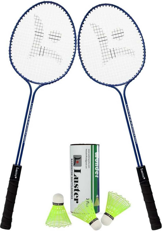 Luster Single Shaft Racket, High Performance Racket With 3Pcs Plastic Shuttle cork Box Badminton Kit
