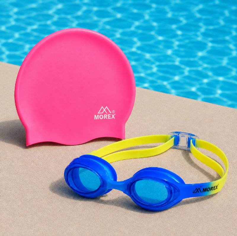 MEROX Swimming Set with Anti-Fog Goggles and Silicone Swimming Cap for Adults & Kids Swimming Kit