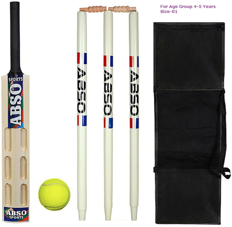 abso Poplar Willow Tennis Cricket Kit with 2 Scoop Bat Size 2 No Age group 6-7 yearS Cricket Kit