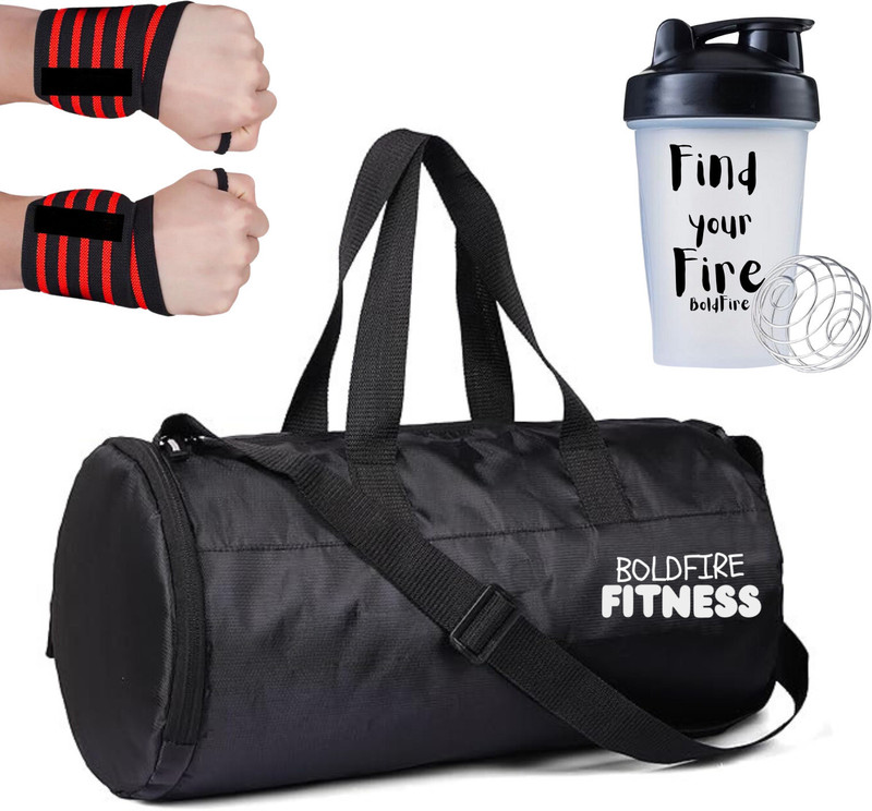 iamalot Combo GYM Shaker With Gym Bags With Shoes Compartment & Wrist Band Fitness Accessory Kit Kit