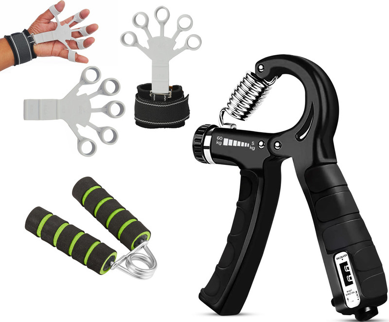 Pheonix Combo of Counter Hand Grip with Foam Hand Grip and Finger Exerciser Fitness Accessory Kit Kit