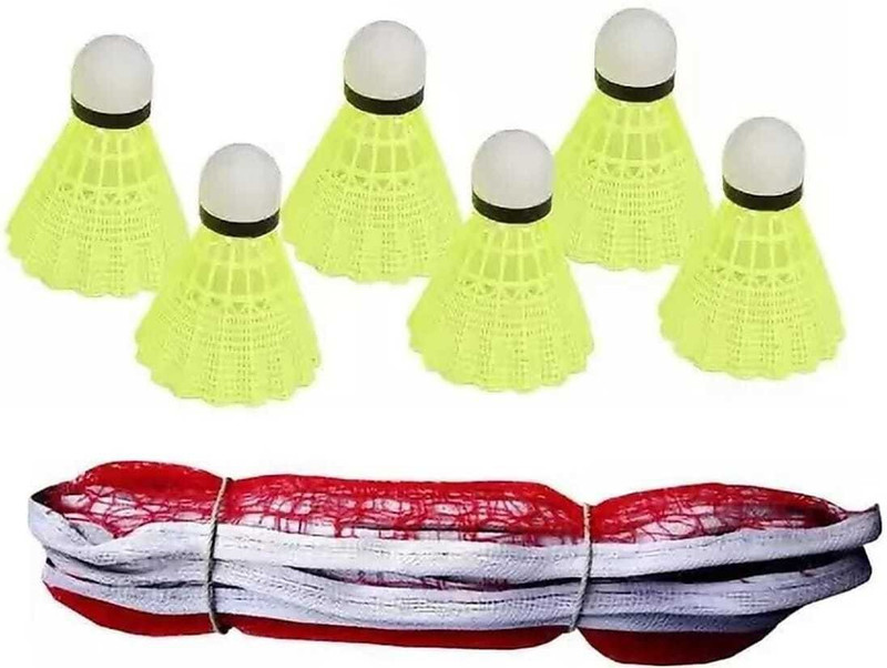 HouseOfCommon Pack of 6 pc Nylon Shuttle + 1 badminton Badminton Kit