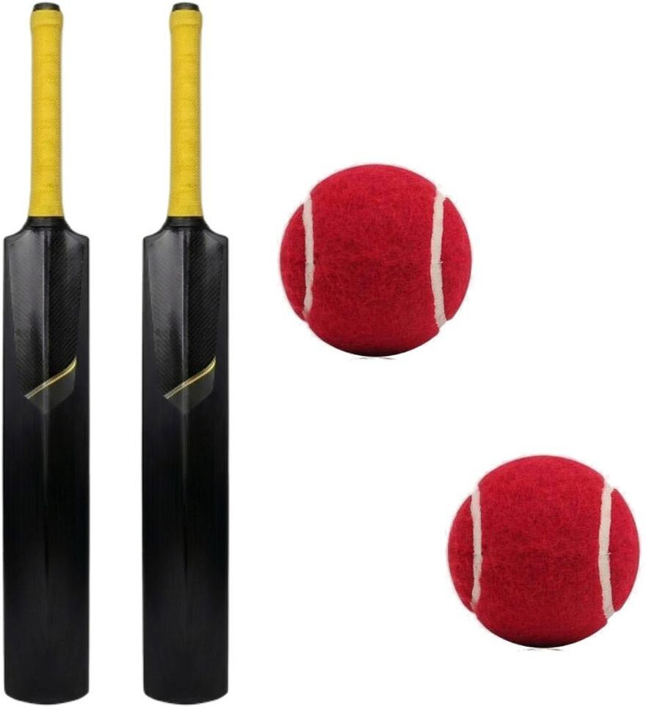 urvitrading 2 Heavy Duty Plastic Cricket Bats with 2 High-Bounce Red Tennis Balls Cricket Kit