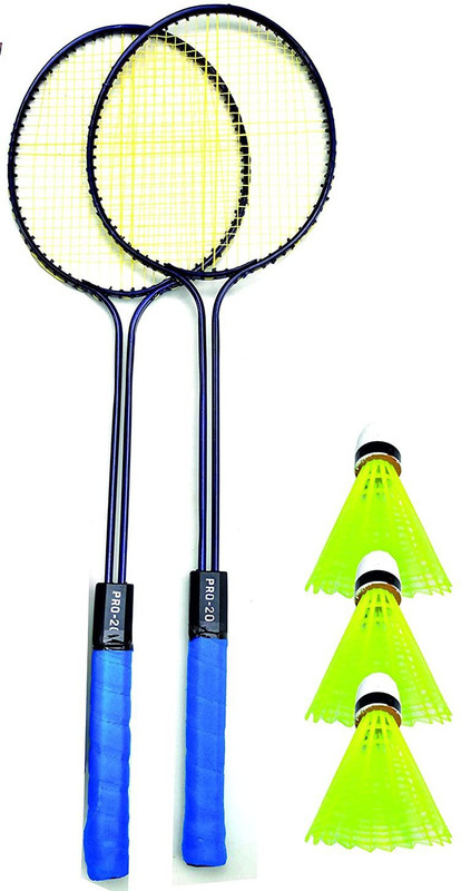 Shamsons SHAM SONS Double Shaft Set Of 2 P Badminton Racket With 3 P Plastic Shuttle Badminton Kit