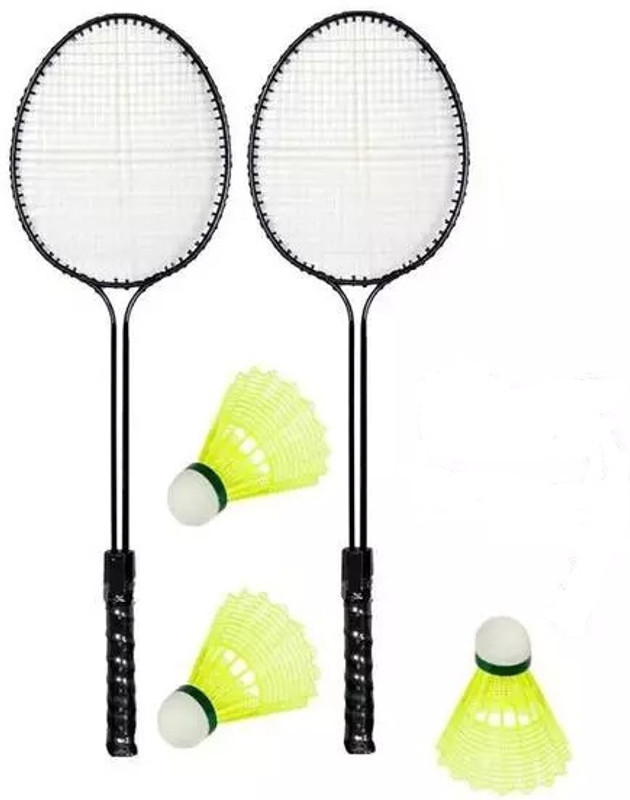 Badminton 2 PC Double Shaft racket with 3 shuttle cock / Special for Beginners Badminton Kit