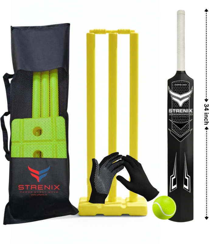 STRENIX Complete Cricket Kit (1 Bat,1 Ball,1 Bag, Stump Set) For Kids and Youth Champion Cricket Kit