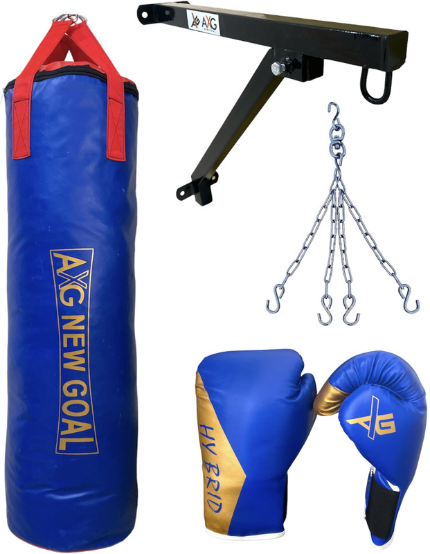 AXG NEW GOAL 3ft Durable Unfilled Punching Bag, Boxing Gloves, Wall Stand & Hanging Chain Boxing Kit