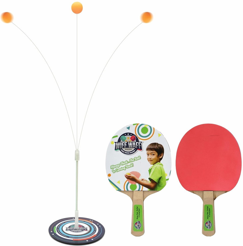 Zuuluzrs Table Tennis Trainer Rebound Rackets and Balls Training Practice Set Toys Table Tennis Kit