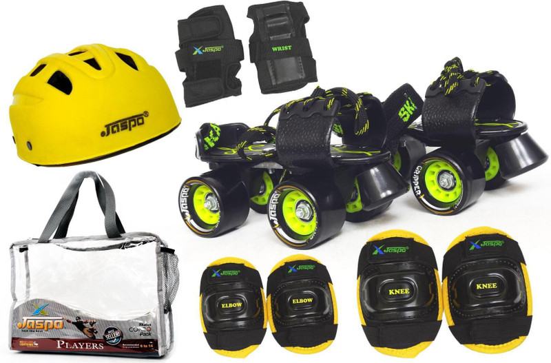Jaspo Brillient Pro Senior Combo (skates+helmet+knee+elbow+wrist+bag) for 6 -14 years Skating Kit