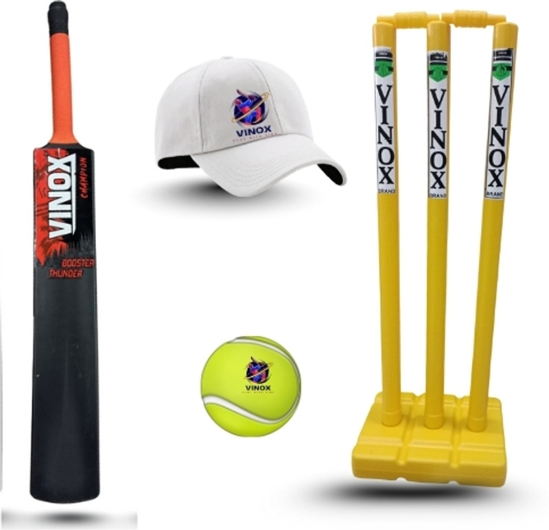 urvitrading Complete Kids Cricket Kit Plastic Bat Ball Stumps Set (Black) Cricket Kit